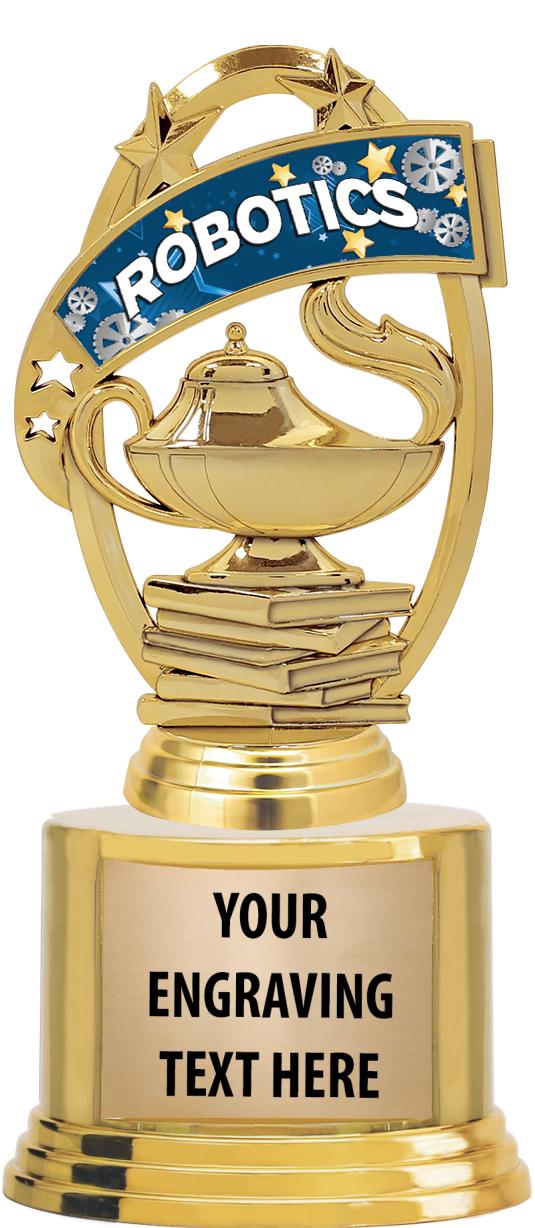 7" TROPHY ON ROUND GOLD BASE