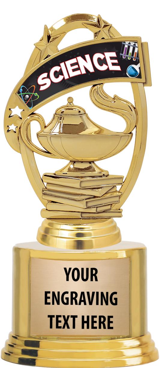 7" TROPHY ON ROUND GOLD BASE