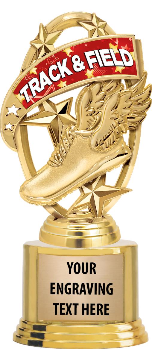 7" TROPHY ON ROUND GOLD BASE