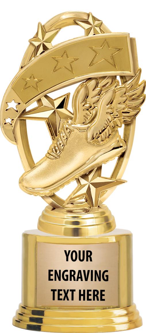 7" TROPHY ON ROUND GOLD BASE