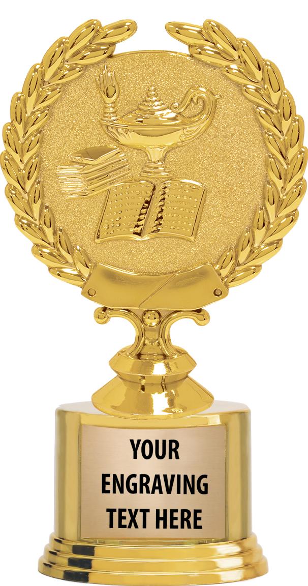 7" TROPHY ON ROUND GOLD BASE