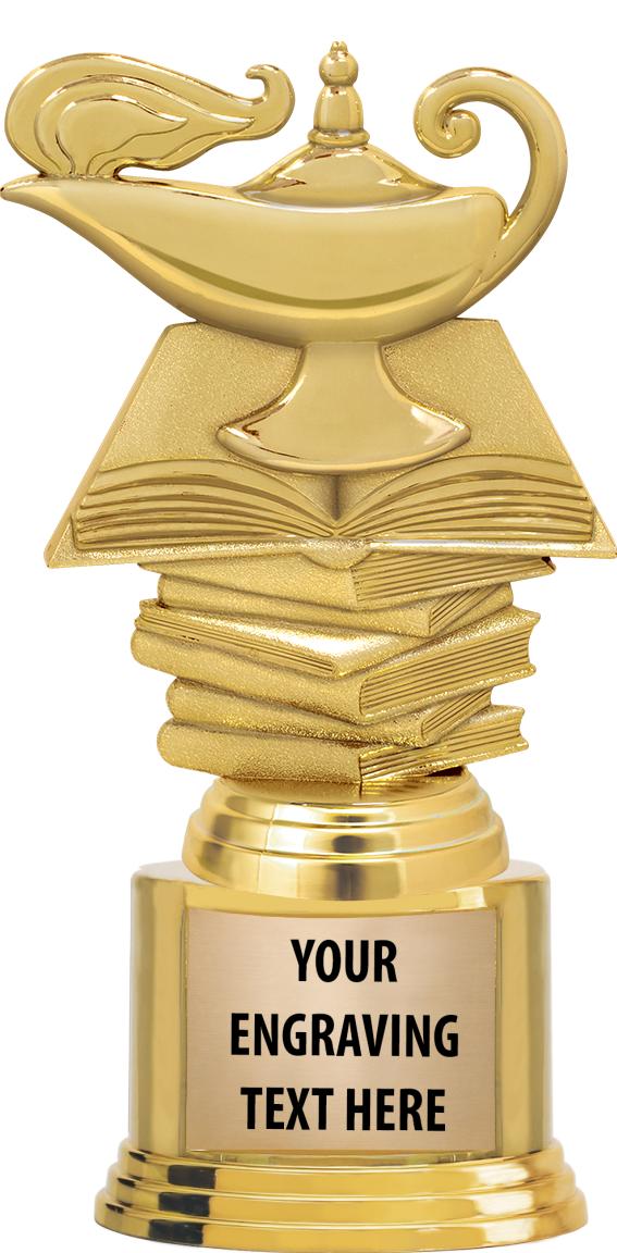 7" TROPHY ON ROUND GOLD BASE