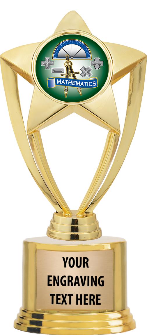 7" TROPHY ON ROUND GOLD BASE