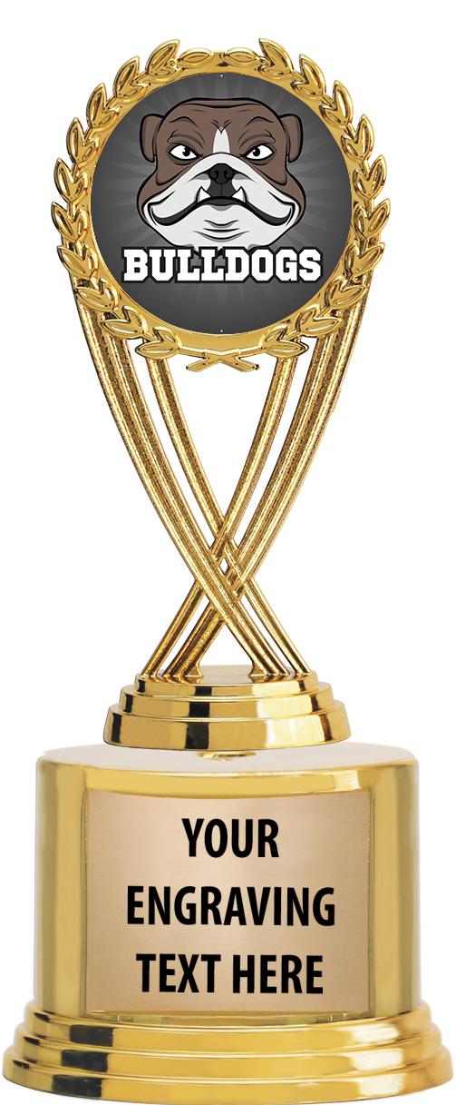 7" TROPHY ON ROUND GOLD BASE