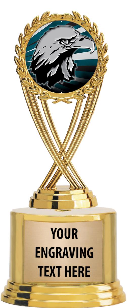 7" TROPHY ON ROUND GOLD BASE