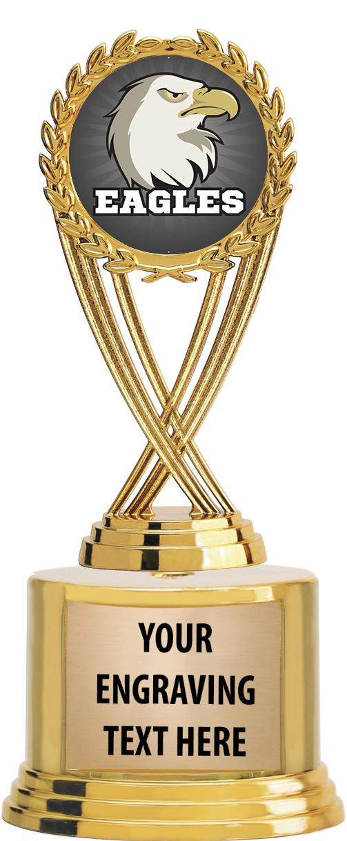 7" TROPHY ON ROUND GOLD BASE