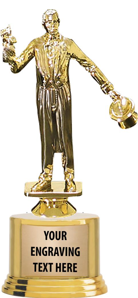 7" TROPHY ON ROUND GOLD BASE