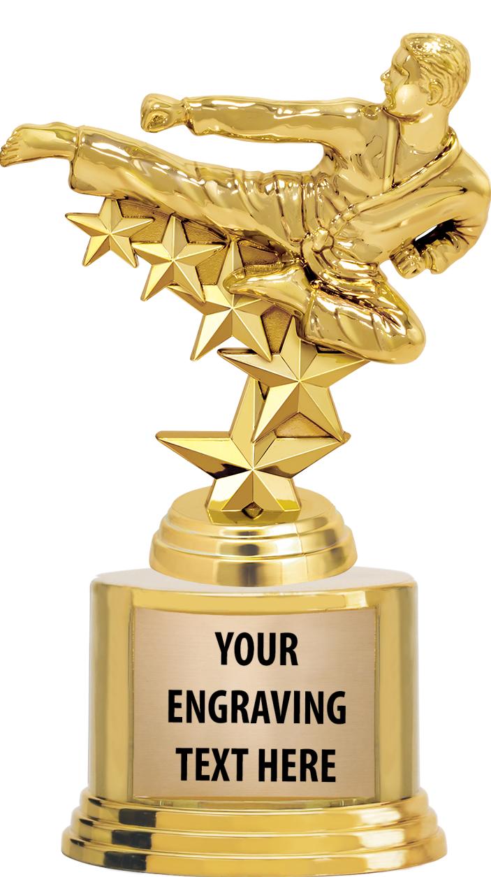 7" TROPHY ON ROUND GOLD BASE