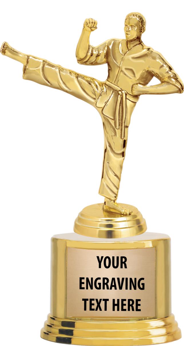 7" TROPHY ON ROUND GOLD BASE