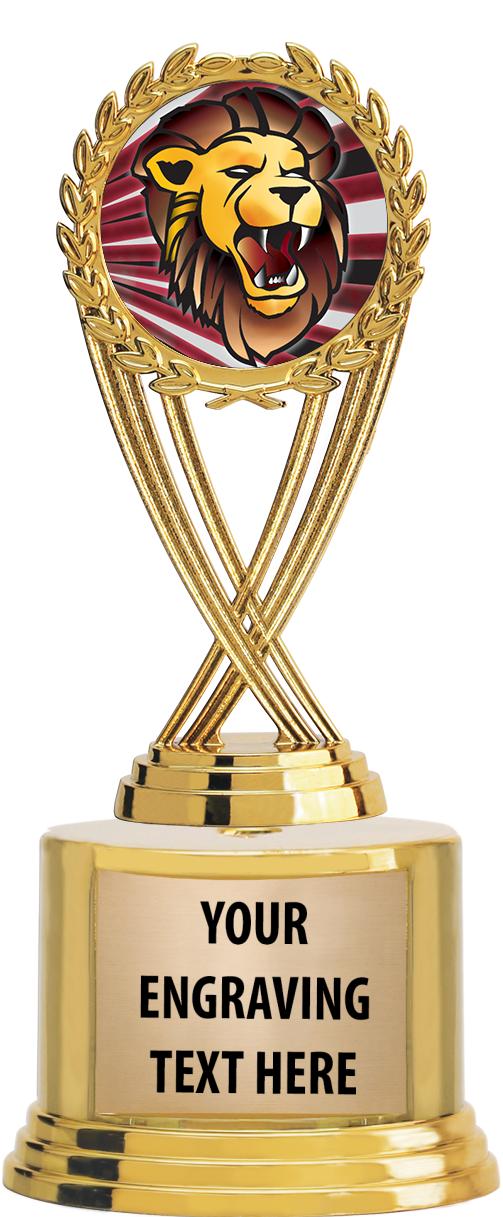 7" TROPHY ON ROUND GOLD BASE