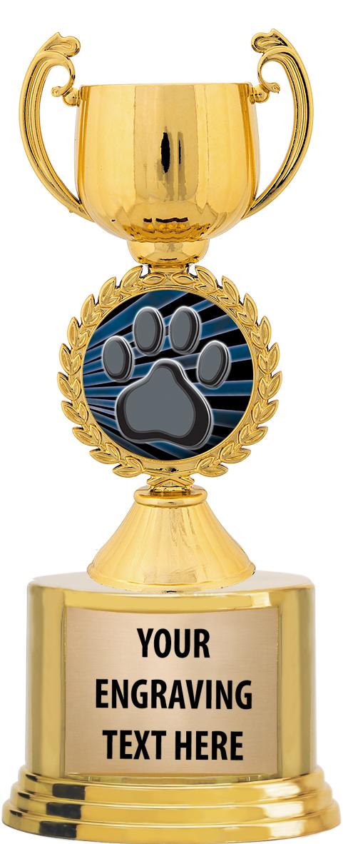 7" TROPHY ON ROUND GOLD BASE