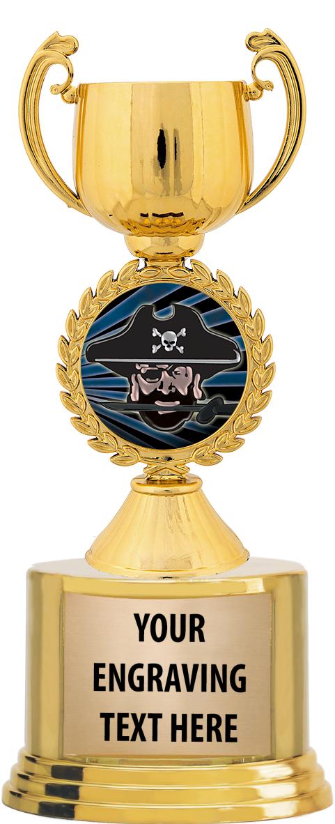 7" TROPHY ON ROUND GOLD BASE