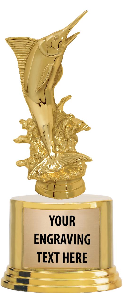 7" TROPHY ON ROUND GOLD BASE