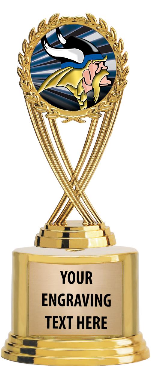 7" TROPHY ON ROUND GOLD BASE