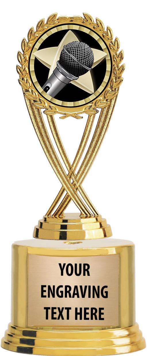 7" TROPHY ON ROUND GOLD BASE