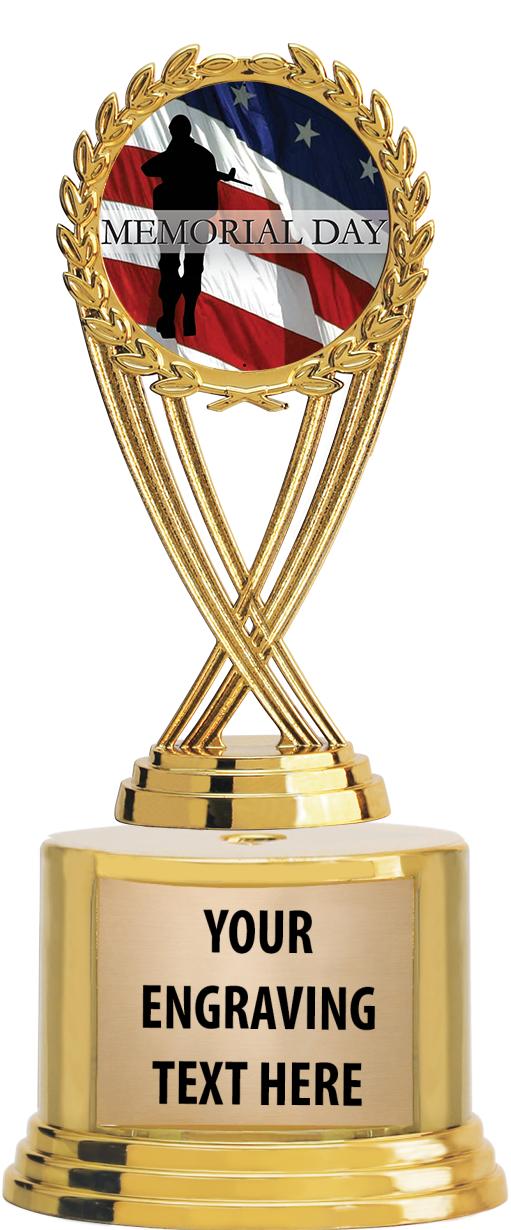 7" TROPHY ON ROUND GOLD BASE