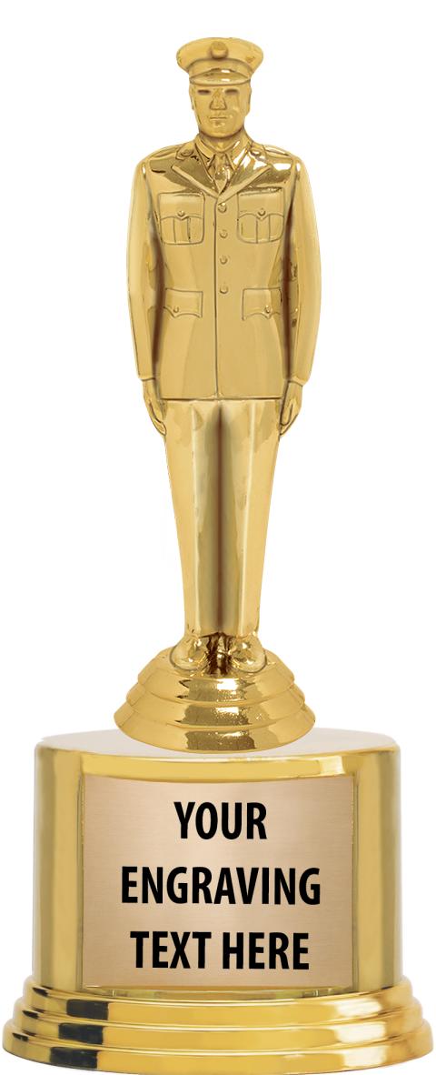 7" TROPHY ON ROUND GOLD BASE