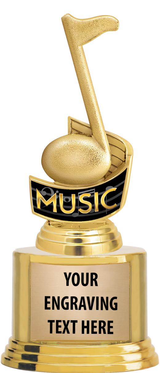 7" TROPHY ON ROUND GOLD BASE