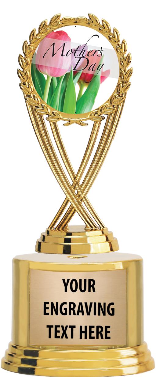 7" TROPHY ON ROUND GOLD BASE