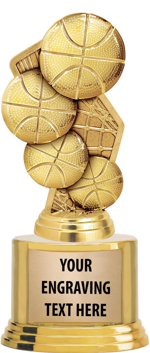 7" TROPHY ON ROUND GOLD BASE