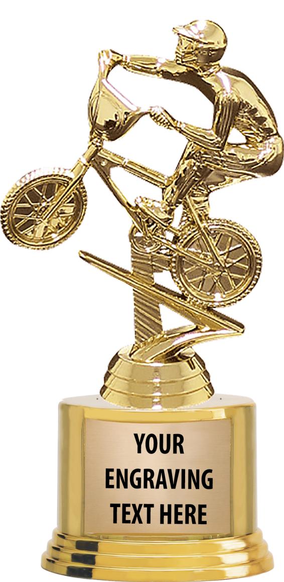 7" TROPHY ON ROUND GOLD BASE