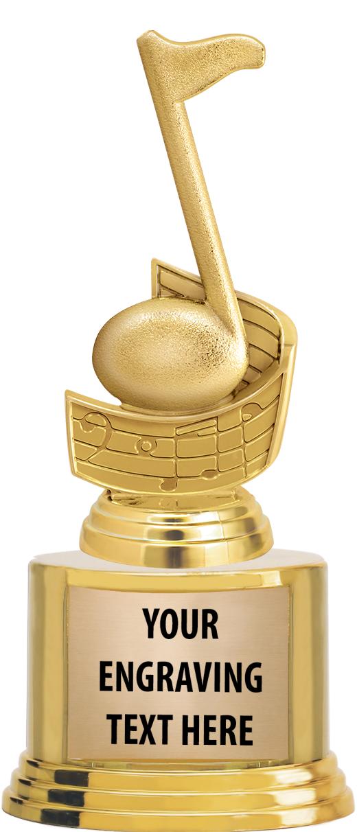 7" TROPHY ON ROUND GOLD BASE