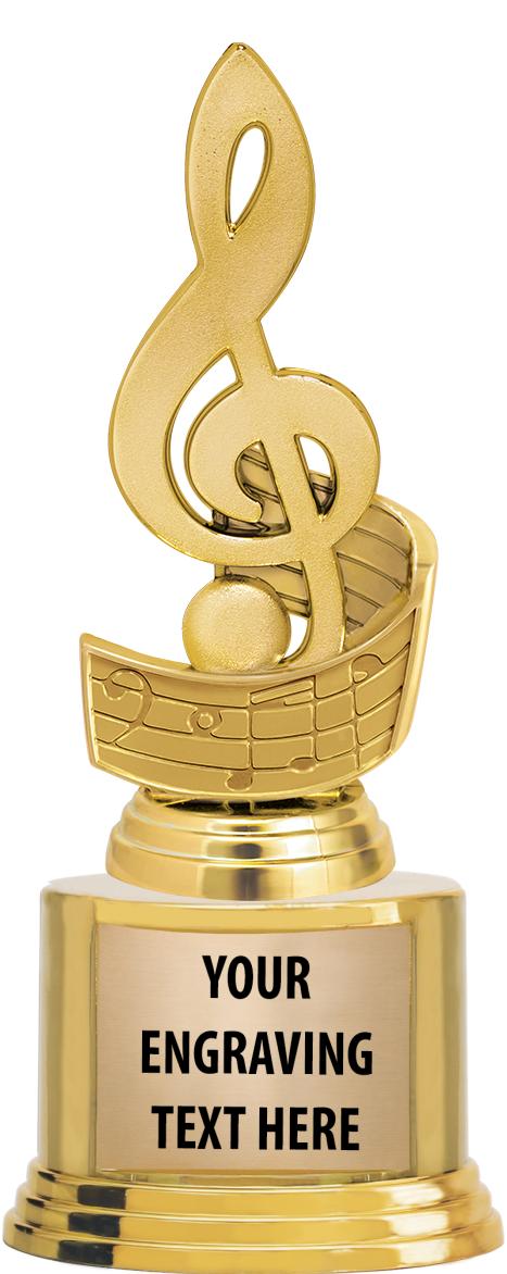 7" TROPHY ON ROUND GOLD BASE