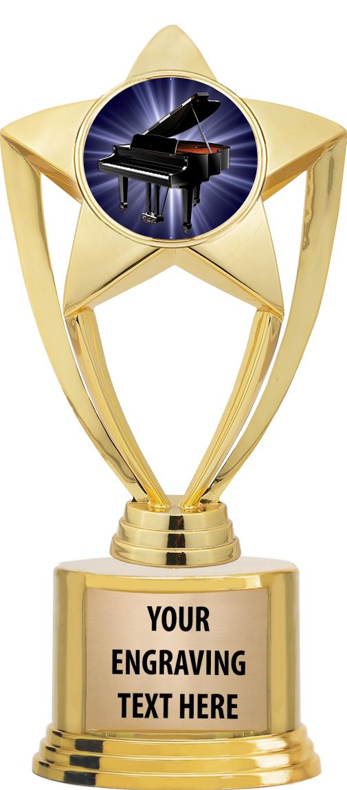 7" TROPHY ON ROUND GOLD BASE