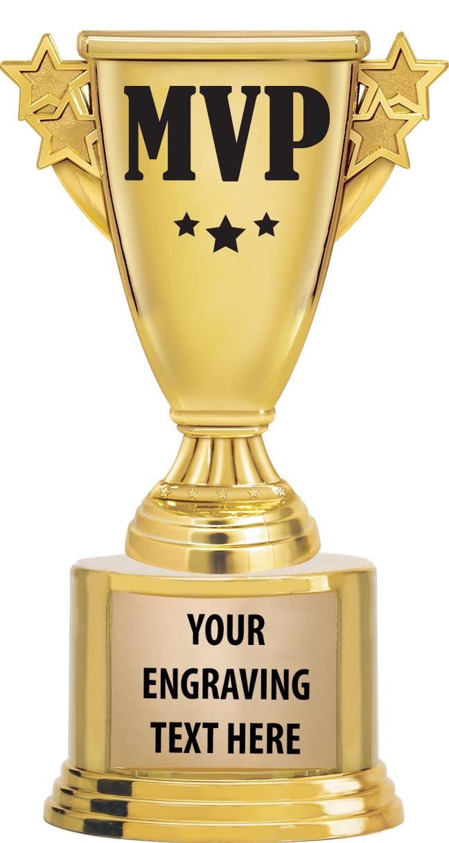 7" TROPHY ON ROUND GOLD BASE