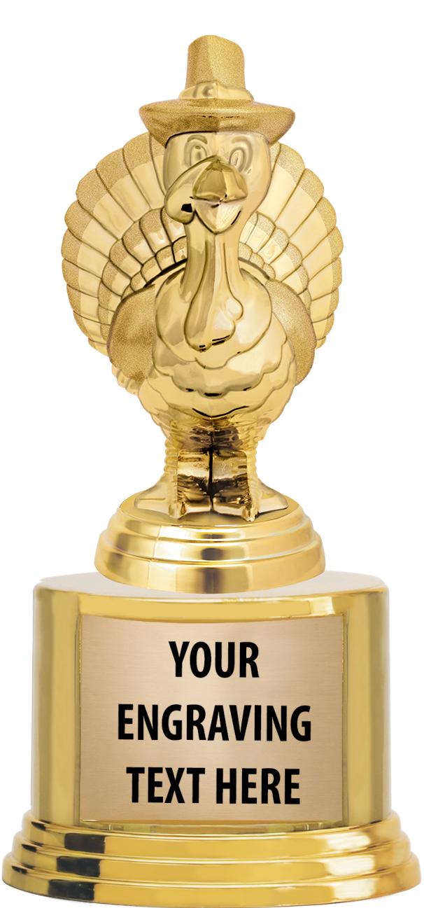 7" TROPHY ON ROUND GOLD BASE