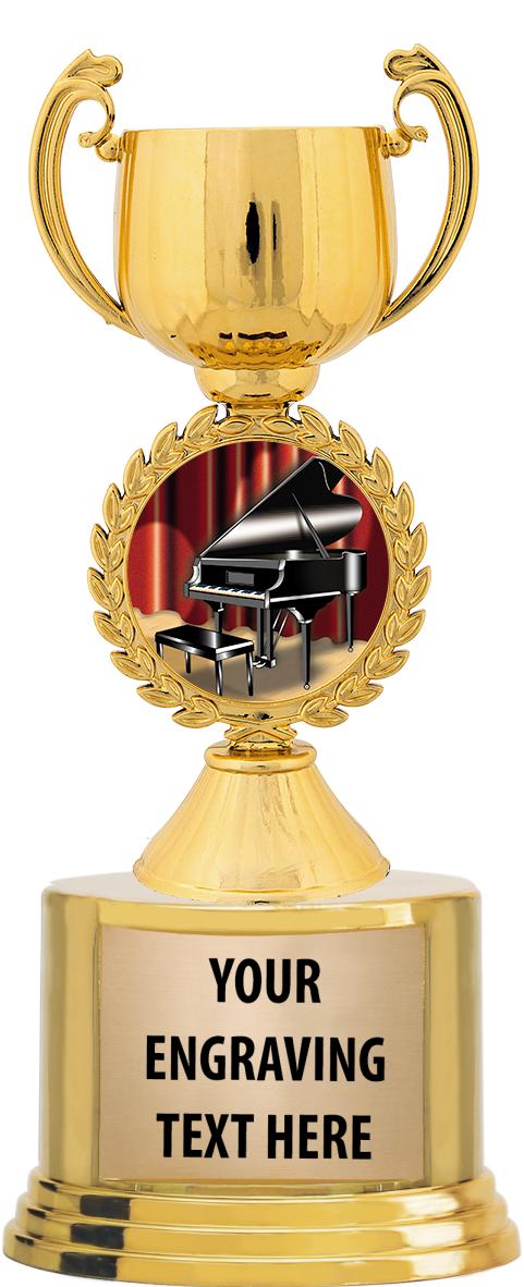7" TROPHY ON ROUND GOLD BASE
