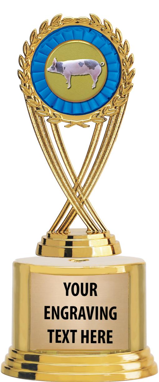 7" TROPHY ON ROUND GOLD BASE