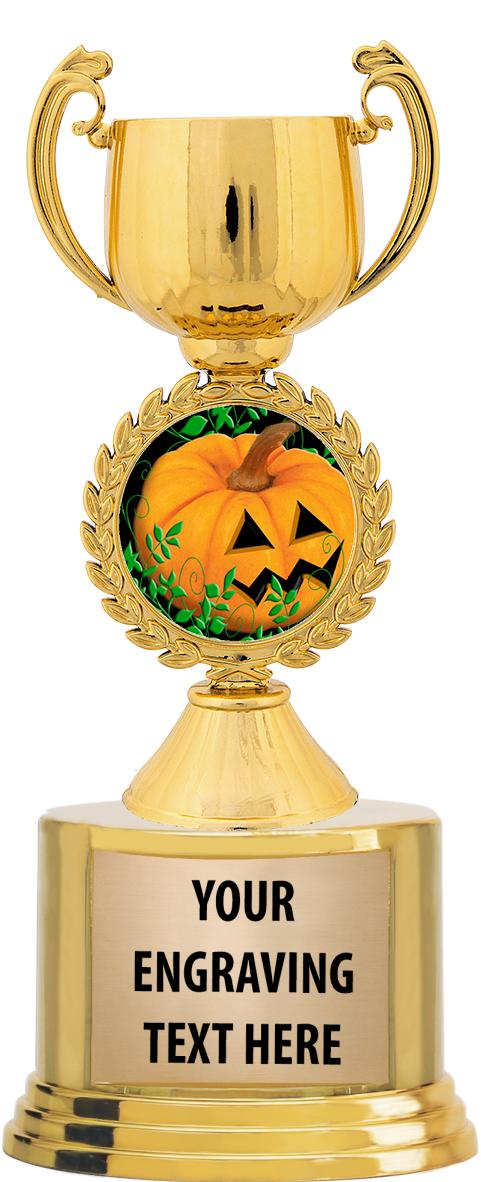 7" TROPHY ON ROUND GOLD BASE