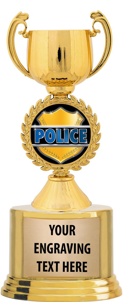 7" TROPHY ON ROUND GOLD BASE