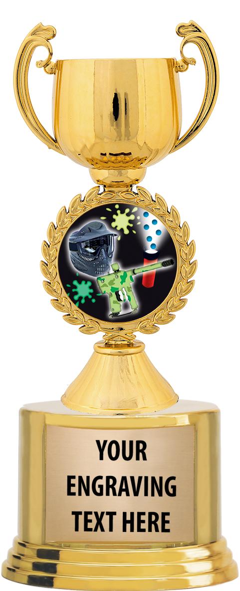 7" TROPHY ON ROUND GOLD BASE
