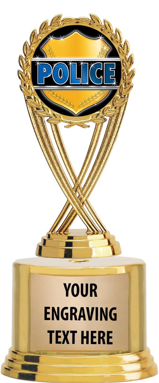 7" TROPHY ON ROUND GOLD BASE