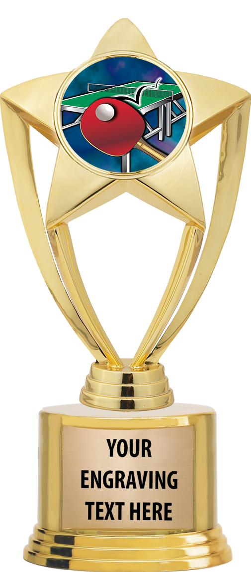 7" TROPHY ON ROUND GOLD BASE