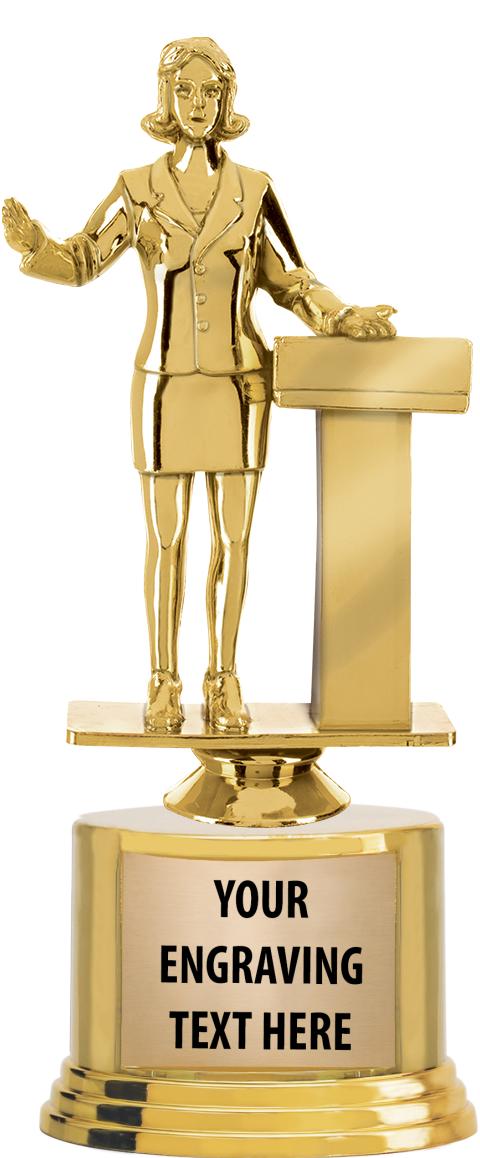 7" TROPHY ON ROUND GOLD BASE