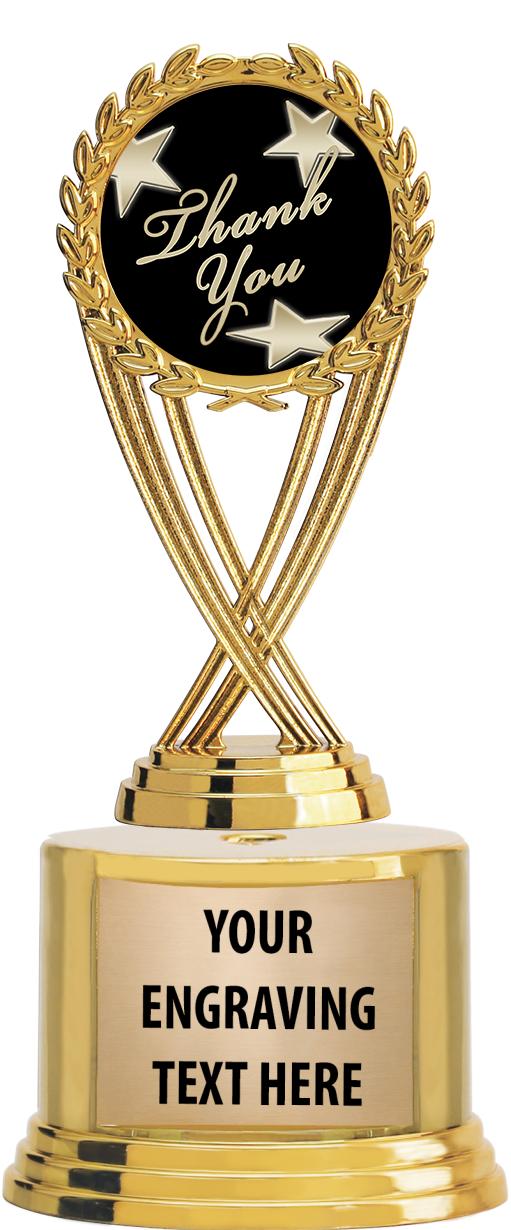 7" TROPHY ON ROUND GOLD BASE