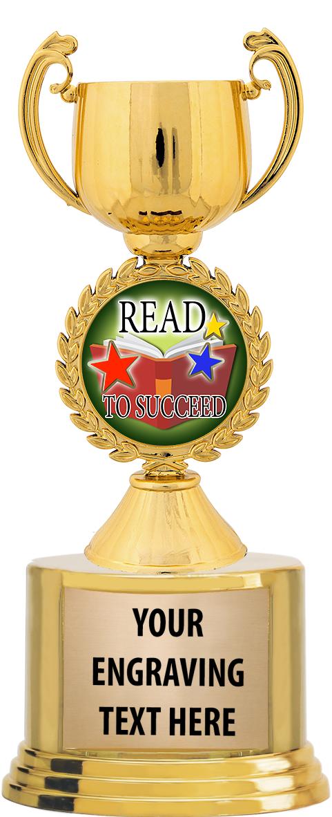 7" TROPHY ON ROUND GOLD BASE