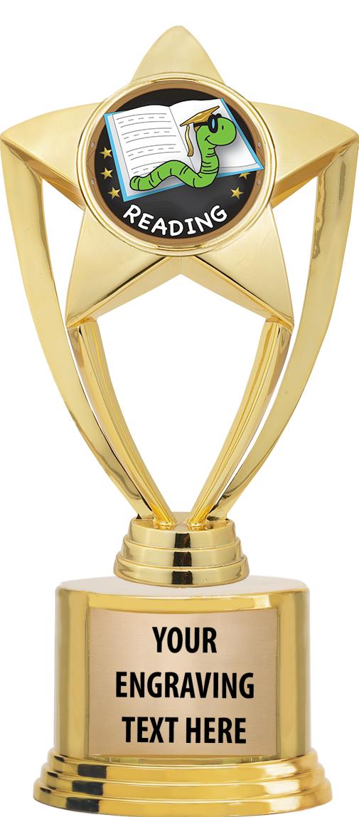 7" TROPHY ON ROUND GOLD BASE