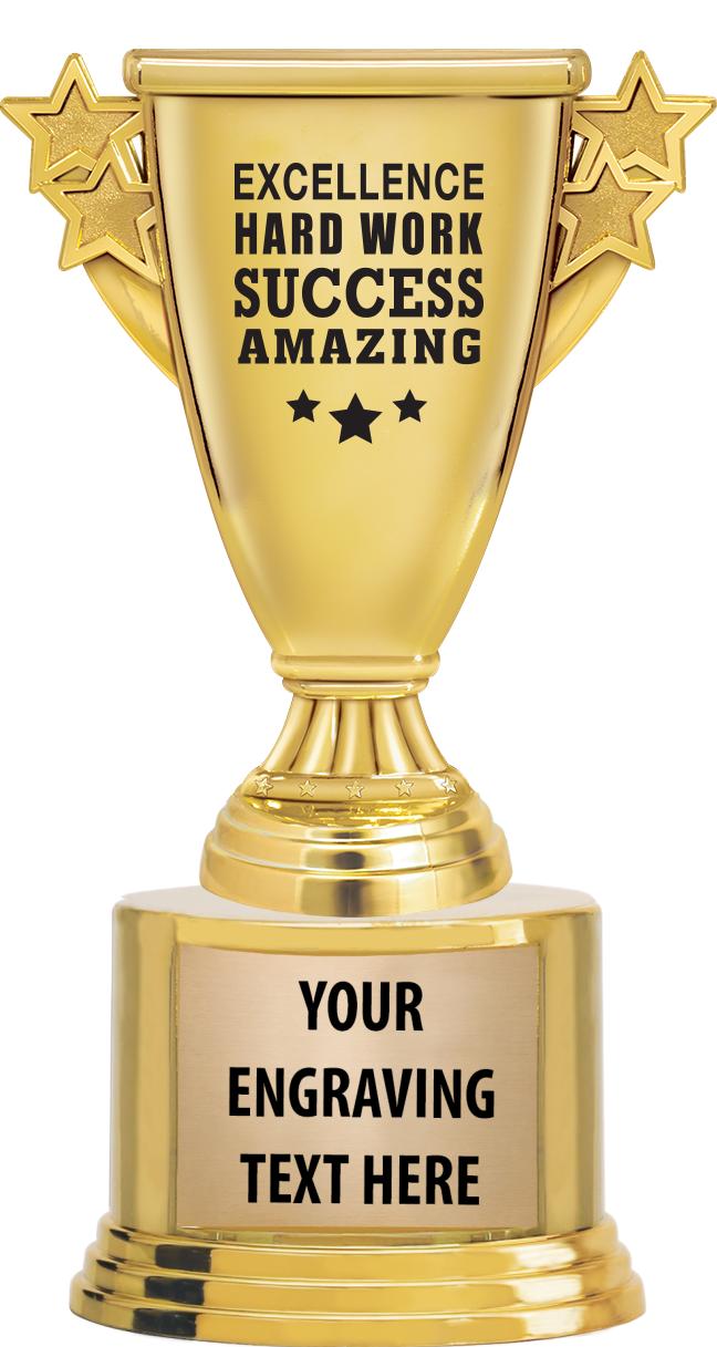 7" TROPHY ON ROUND GOLD BASE