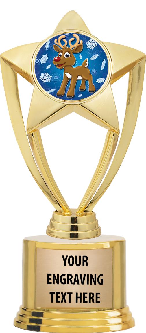 7" TROPHY ON ROUND GOLD BASE