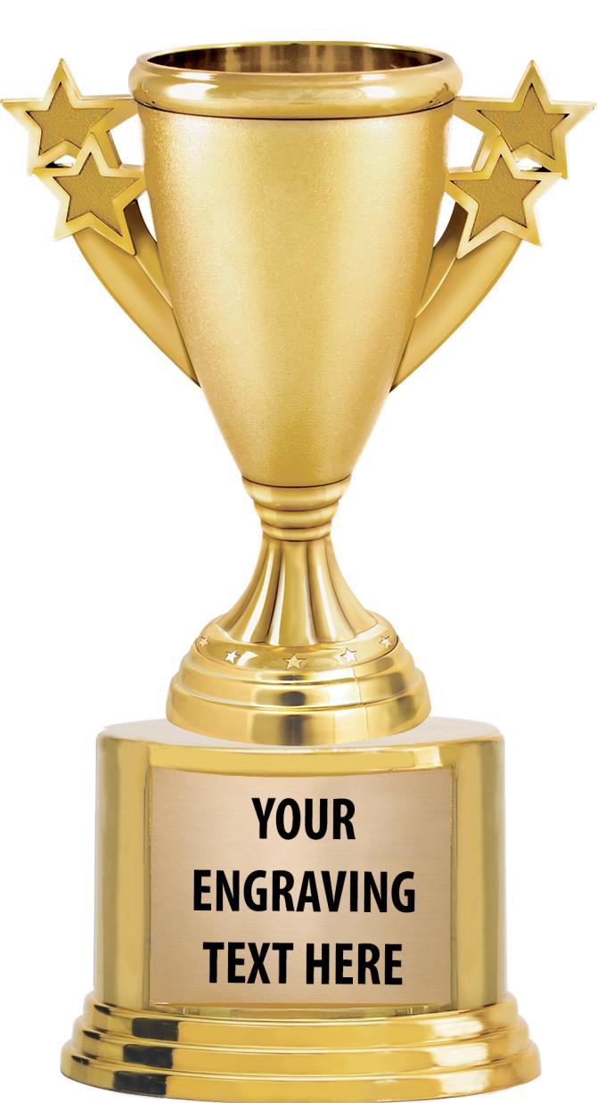 7" TROPHY ON ROUND GOLD BASE