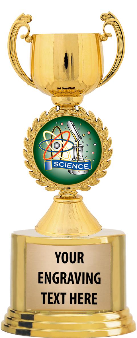 7" TROPHY ON ROUND GOLD BASE