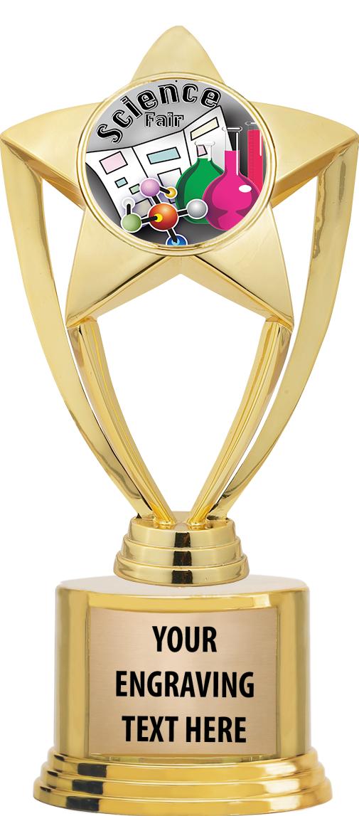 7" TROPHY ON ROUND GOLD BASE