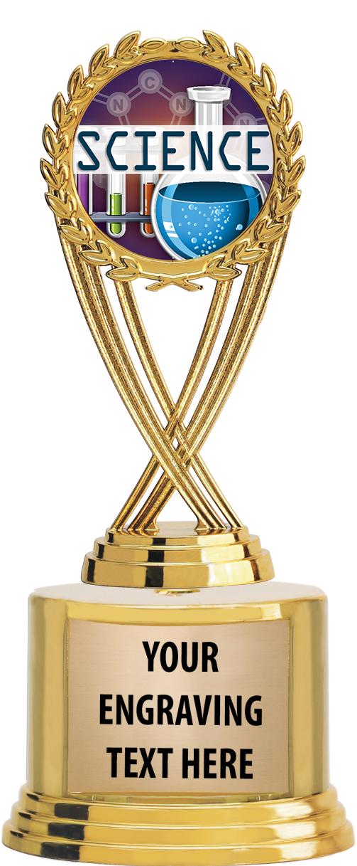 7" TROPHY ON ROUND GOLD BASE