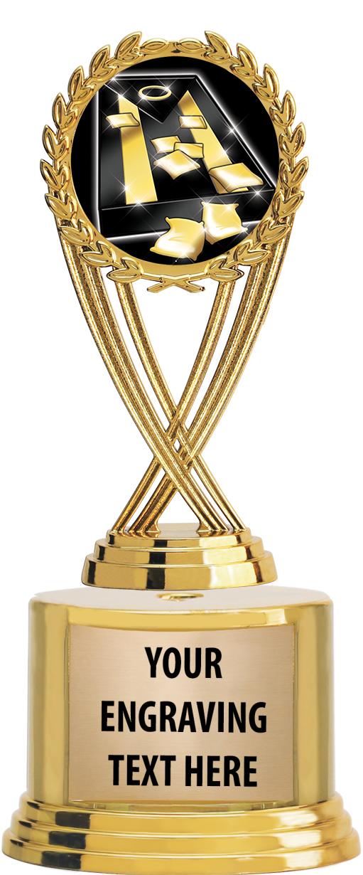 7" TROPHY ON ROUND GOLD BASE