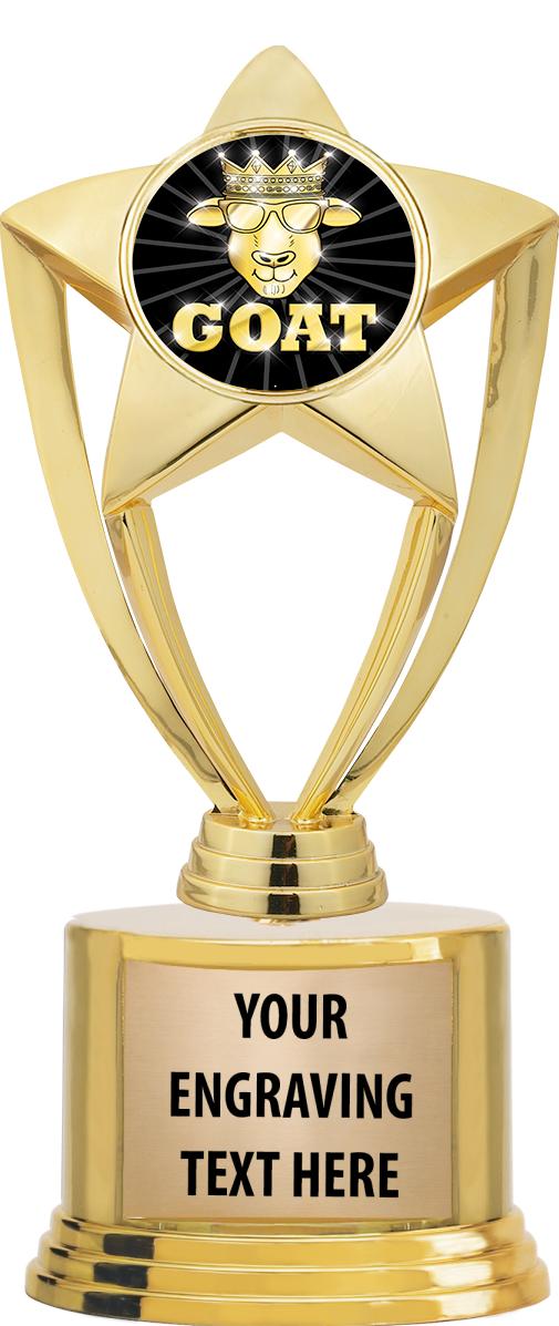 7" TROPHY ON ROUND GOLD BASE