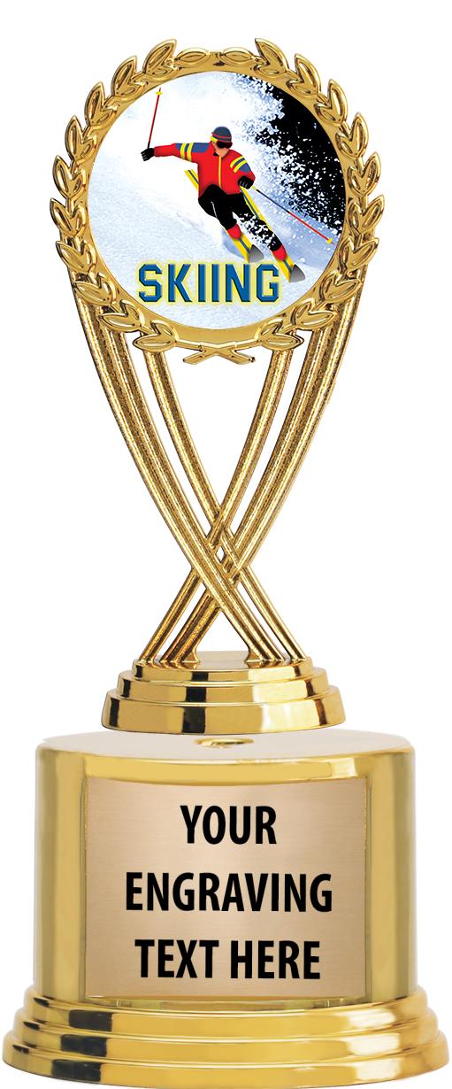 7" TROPHY ON ROUND GOLD BASE